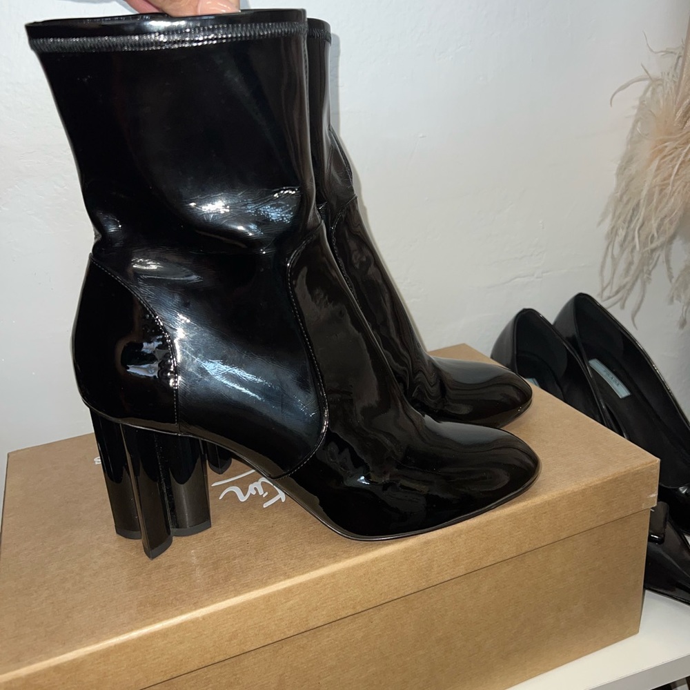 Patent Silhouette Ankle Boots